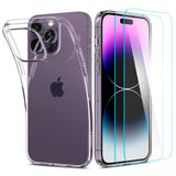 Spigen iPhone 14 Pro Max -kuori näytönsuojalla, Crystal Pack, kristallinkirkas