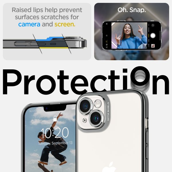 Spigen iPhone 14 Plus -suojakuori Optik Crystal Chrome Gray