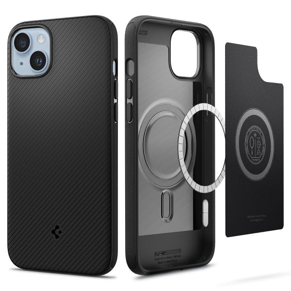 Spigen iPhone 14 Plus -suojakuori Mag Armor MagFit Matta Musta