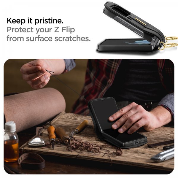Spigen Samsung Galaxy Z Flip 4 -kuori Linear Calin, musta