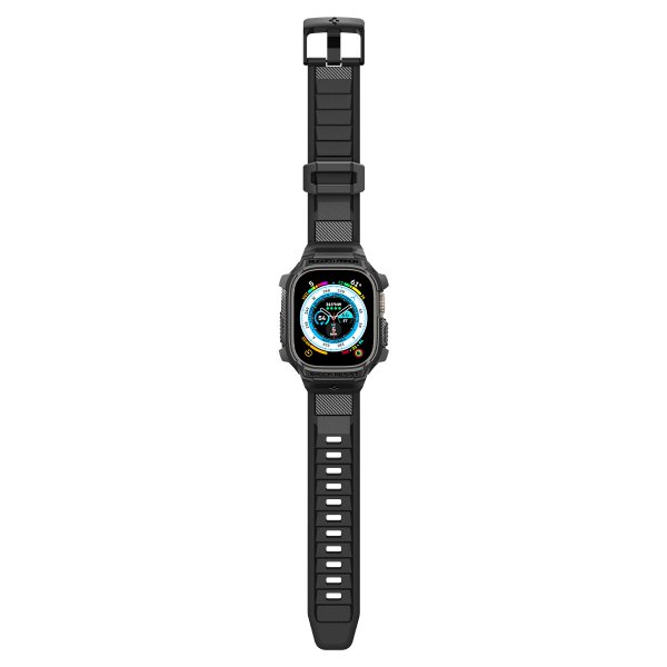 Spigen Apple Watch Ultra -suojakuori ja -ranneke, Rugged Armor Pro, musta