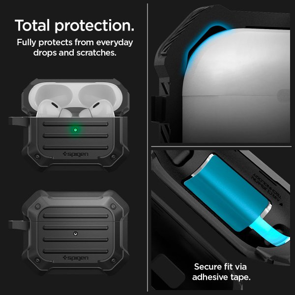 Spigen AirPods Pro 2 Tough Armor MagSafe -kuori, musta