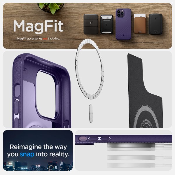 Spigen iPhone 14 Pro -suojakuori Mag Armor MagFit Deep Purple