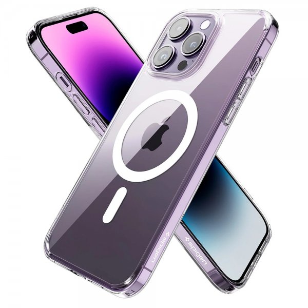 Spigen iPhone 14 Pro Max -kuori AirSkin Hybrid MagFit, valkoinen
