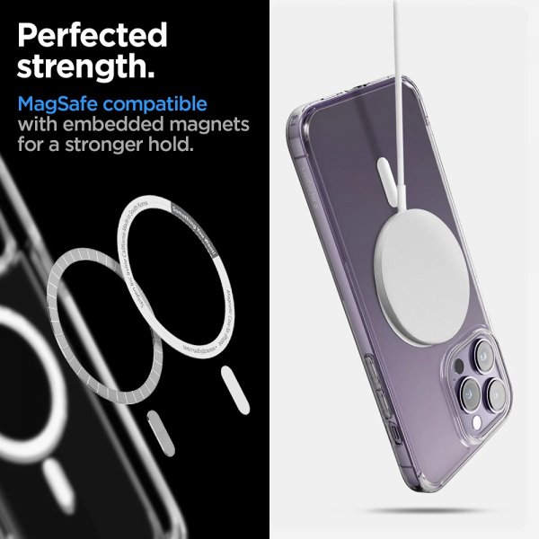 Spigen iPhone 14 Pro -kuori AirSkin Hybrid MagFit, valkoinen