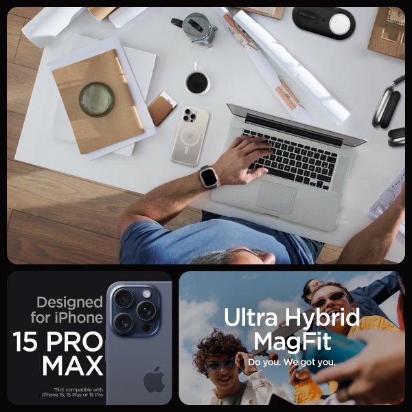 Spigen iPhone 15 Pro Max Kuori Ultra Hybrid MagFit Frost Natural Titanium