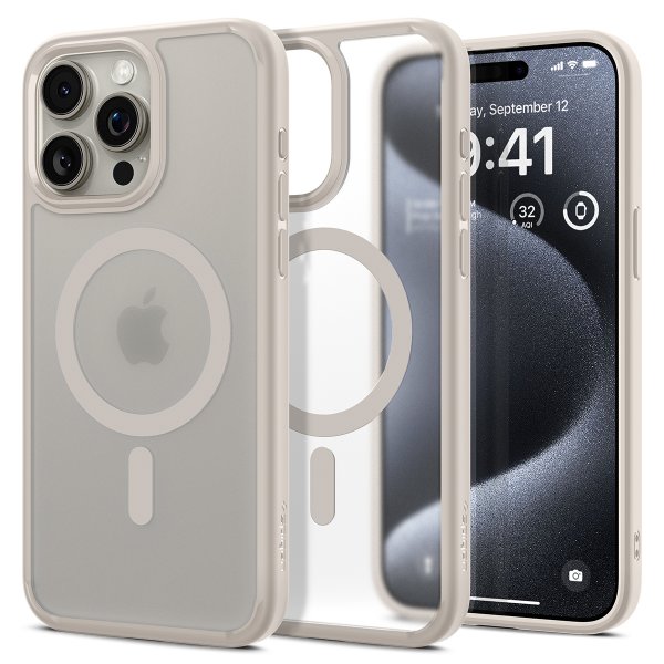 Spigen iPhone 15 Pro Kuori Ultra Hybrid MagFit Frost Natural Titanium