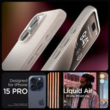 Spigen iPhone 15 Pro -suojakuori Liquid Air Natural Titanium