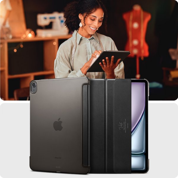 Spigen iPad Air 13 (M2/M3/M4) -suojakotelo Smart Fold, musta