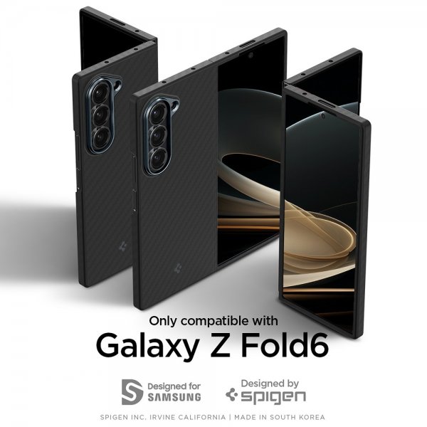 Spigen Samsung Galaxy Z Fold 6 Air Skin Aramid -suojakuori, musta