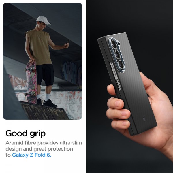 Spigen Samsung Galaxy Z Fold 6 Air Skin Aramid -suojakuori, musta
