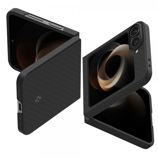 Spigen Samsung Galaxy Z Flip 6/Flip 7 FE Air Skin Aramid -suojakuori, musta