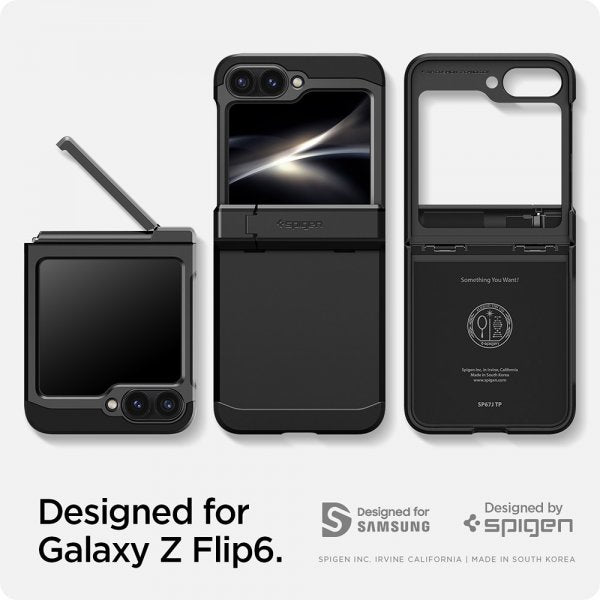 Spigen Samsung Galaxy Z Flip 6/Flip 7 FE suojakuori Tough Armor Pro, musta