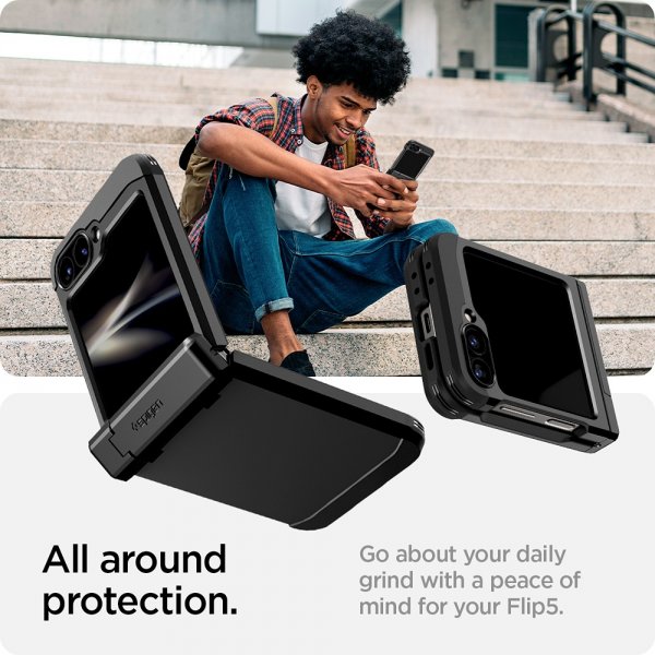 Spigen Samsung Galaxy Z Flip 6/Flip 7 FE suojakuori Tough Armor Pro, musta
