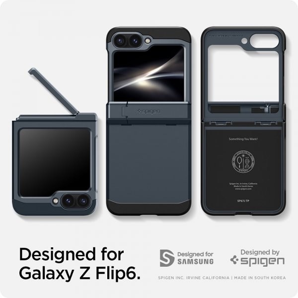 Spigen Samsung Galaxy Z Flip 6/Flip 7 FE Suojakuori Tough Armor Pro Metal Slate