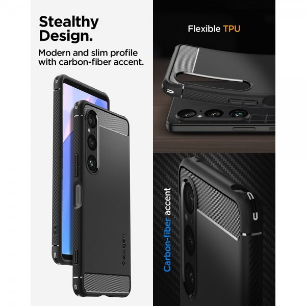 Spigen Sony Xperia 1 VI -kuori Rugged Armor Matte Black