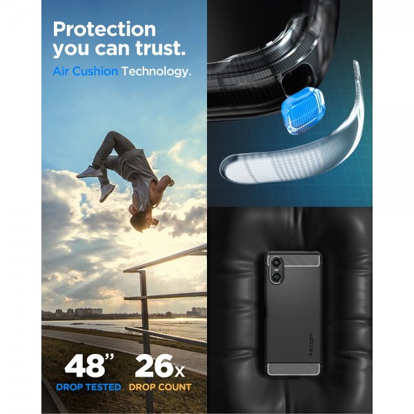 Spigen Sony Xperia 10 VI -kuori, Rugged Armor, mattamusta