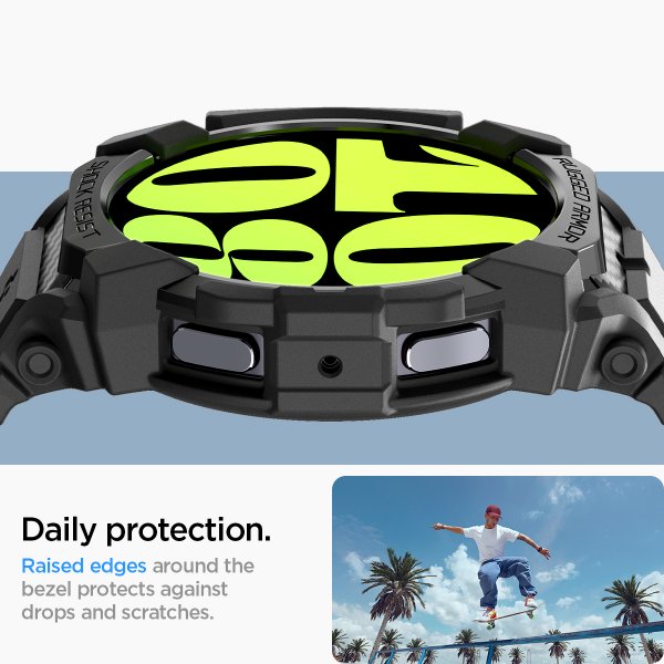 Spigen Samsung Galaxy Watch 7 40mm Ranneke ja Suojakuori Rugged Armor Pro Matte Black