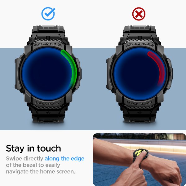 Spigen Samsung Galaxy Watch 7 40mm Ranneke ja Suojakuori Rugged Armor Pro Matte Black