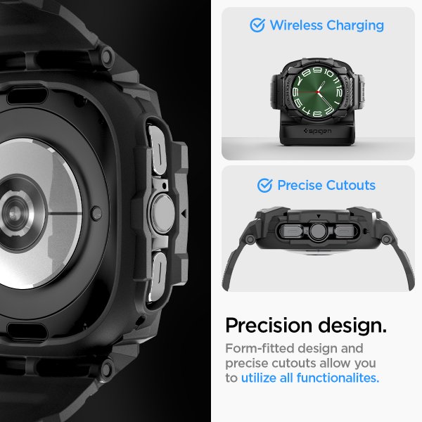 Spigen Samsung Galaxy Watch Ultra -ranneke ja -kotelo Rugged Armor Pro Matte Black