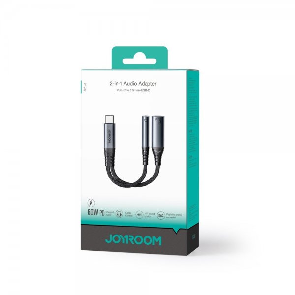 Joyroom Adapter 2-in-1-äänisovitin USB-C–3.5mm+USB-C