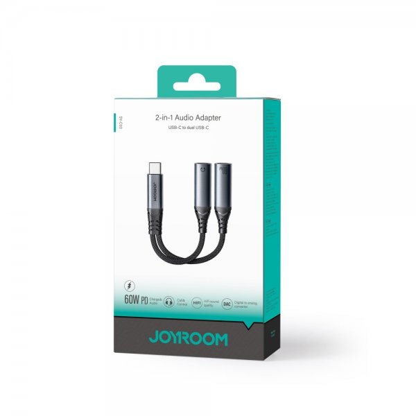 Joyroom Adapter 2-in-1-äänisovitin USB-C–kaksois-USB-C