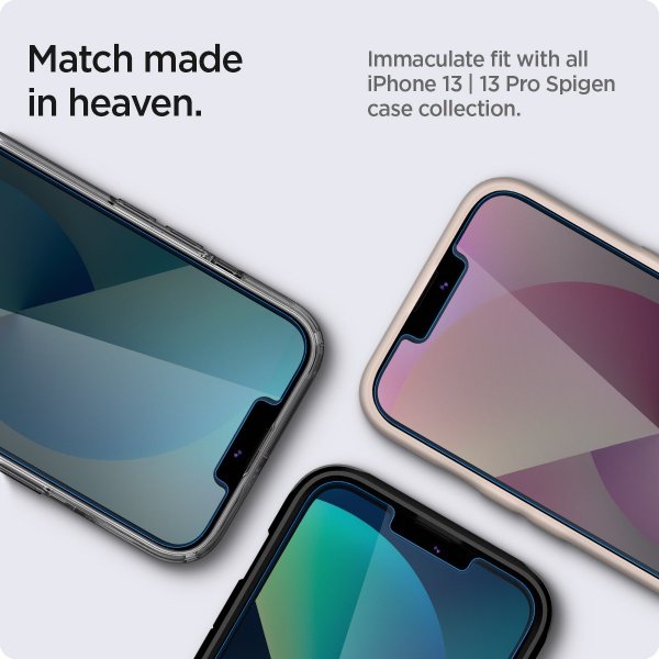 Spigen iPhone 13/13 Pro/14/16e/17e Näytönsuoja GLAS.tR EZ Fit Privacy 2-pack