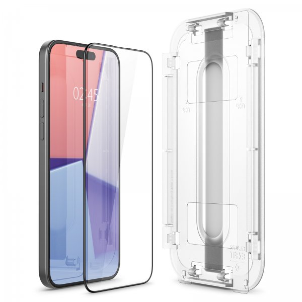 Spigen iPhone 15 Plus -näytönsuoja GLAS.tR EZ Fit FC Musta 2-pakkaus