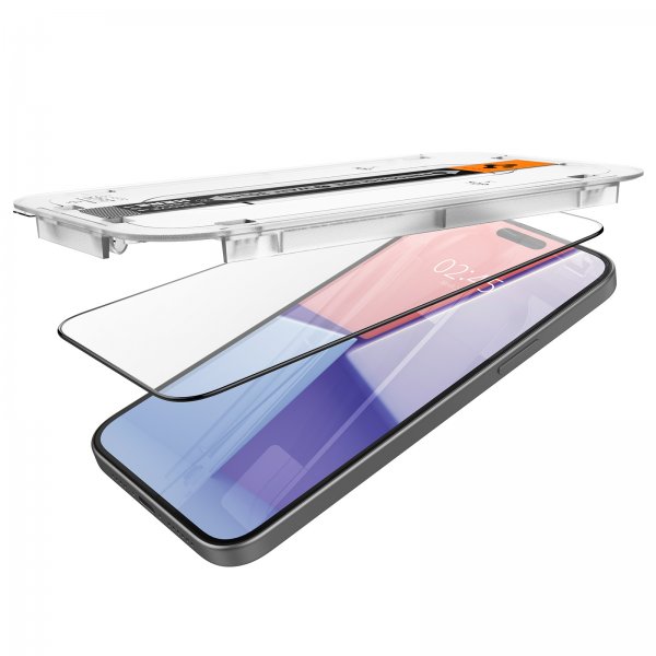 Spigen iPhone 15 Plus -näytönsuoja GLAS.tR EZ Fit FC Musta 2-pakkaus