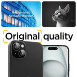 Spigen iPhone 14/15/14 Plus/15 Plus Kameran suojalasi GLAS.tR EZ Fit Optik Pro Crystal Clear 2-pakkaus