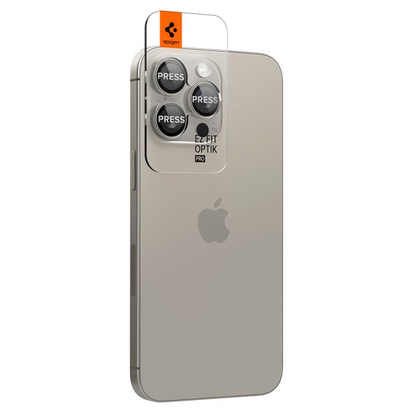Spigen iPhone 15 Pro/iPhone 15 Pro Max kamerans suoja GLAS.tR EZ Fit Optik Pro 2 kpl Natural Titanium