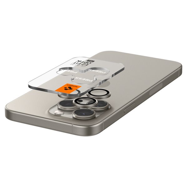 Spigen iPhone 15 Pro/iPhone 15 Pro Max kamerans suoja GLAS.tR EZ Fit Optik Pro 2 kpl Natural Titanium