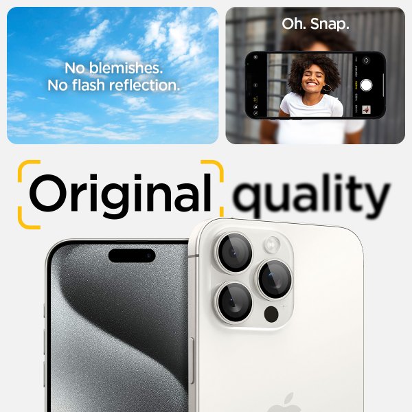 Spigen iPhone 15 Pro/iPhone 15 Pro Max kameransuoja GLAS.tR EZ Fit Optik Pro 2-pakkaus White Titanium