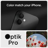 Spigen iPhone 16/iPhone 16 Plus -kameransuoja GLAS.tR EZ Fit Optik Pro, 2 kpl, musta