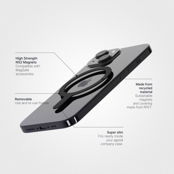 agood company Irrotettava MagSafe rengas Musta