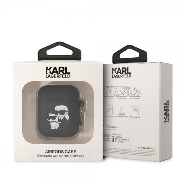 Karl Lagerfeld AirPods 1/2 Kuori 3D Logo Musta