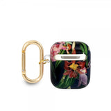 Guess AirPods 1/2-kuori kukkakuviolla ja kultaisella koukulla, sininen
