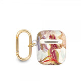 Guess AirPods 1/2 Kuoret Flower Print & Gold Hook Lila