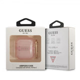 Guess AirPods 1/2 Kuori Printed Stripe & Gold Hook Pink