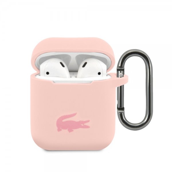 Lacoste AirPods 1/2 -kotelo Liquid Silicone Glossy Logo - vaaleanpunainen