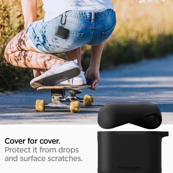 Spigen AirPods 1/2 Silicone Case - suojakuori, musta