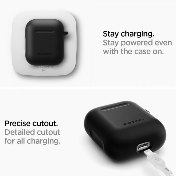 Spigen AirPods 1/2 Silicone Case - suojakuori, musta