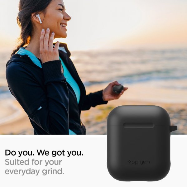 Spigen AirPods 1/2 Silicone Case - suojakuori, musta