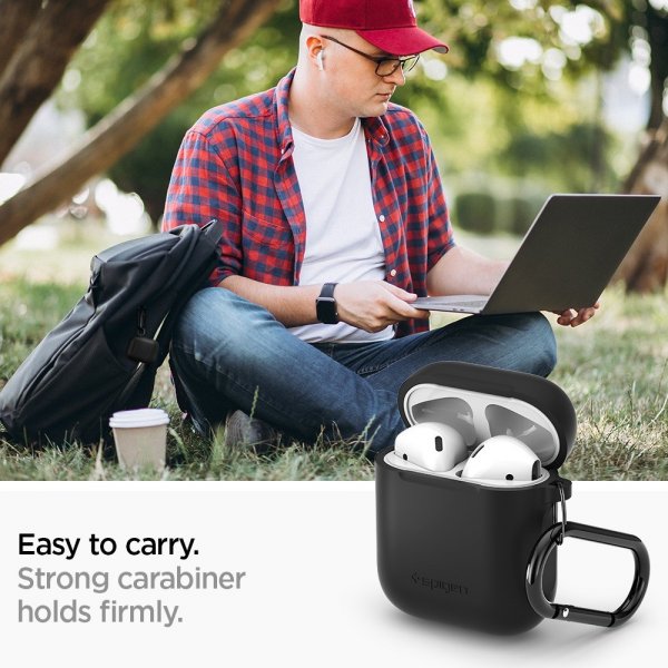 Spigen AirPods 1/2 Silicone Case - suojakuori, musta