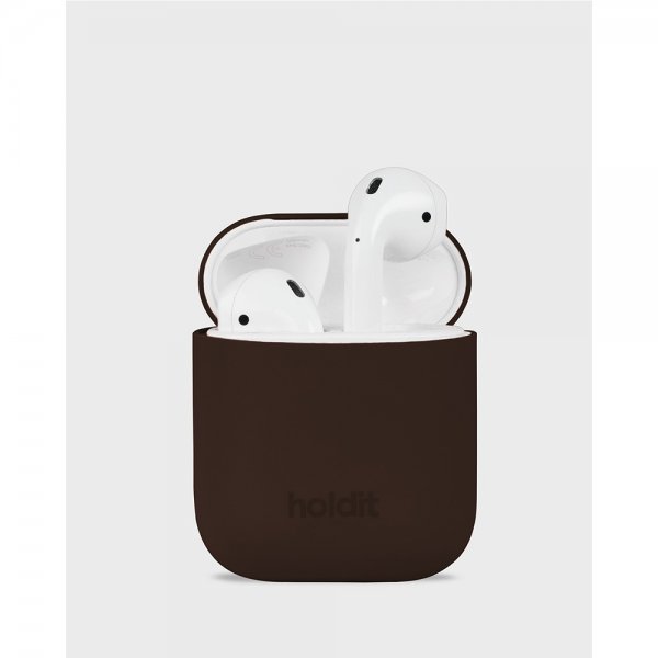 holdit AirPods 1/2-kuori silikonia, Chocolate