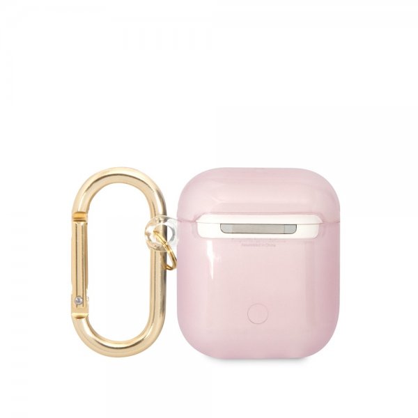 Guess AirPods 1/2 Kuori Läpikuultava Vaaleanpunainen