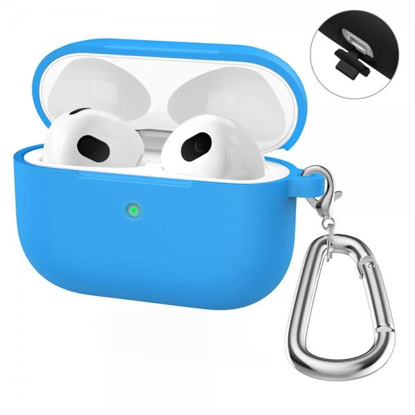 Enkay AirPods 3 -silikonisuoja karabiinihakalla, sininen