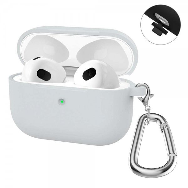 Enkay AirPods 3 -silikonisuoja karabiinihaalla, harmaa