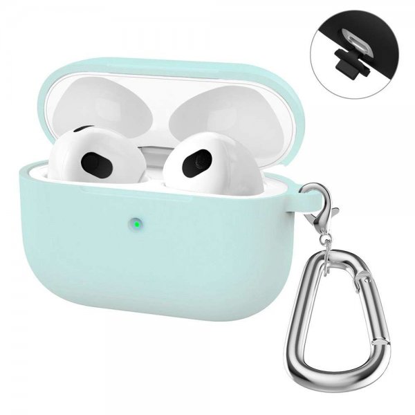 Enkay AirPods 3 -silikonisuojakuori karabiinihaalla, vaaleanvihreä