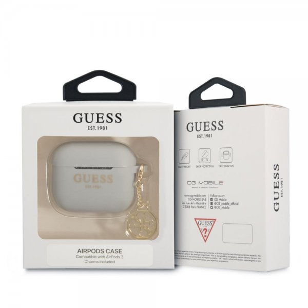 Guess AirPods 3 Kuoret Classic Logo 4G Charm Harmaa